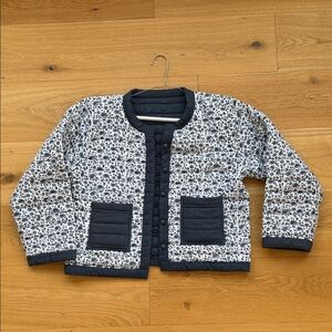 SZ blockprint quilted blue and white jacket